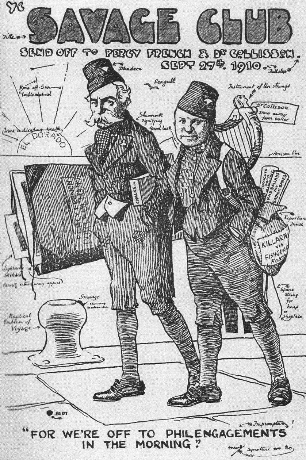 Percy French and Houston Collison embarking on their transatlantic tour in 1910