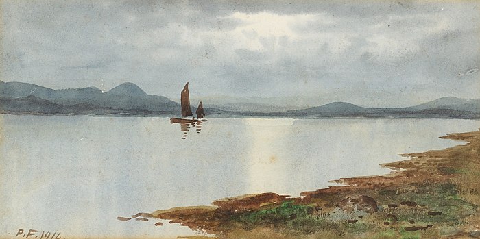 percy french painting of sail boats on a lake