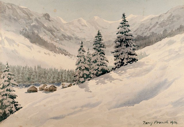 percy french painting of snow scene, switzerland